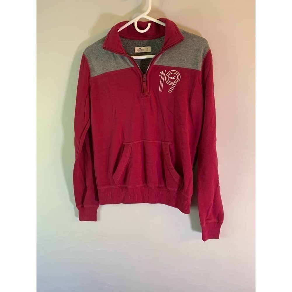 5/ $25  Hollister Magenta Gray Pullover Sweatshirt S